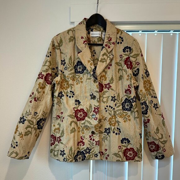 Vintage 90s Alfred Dunner Jacquard Floral Blazer Jacket - Picture 1 of 5